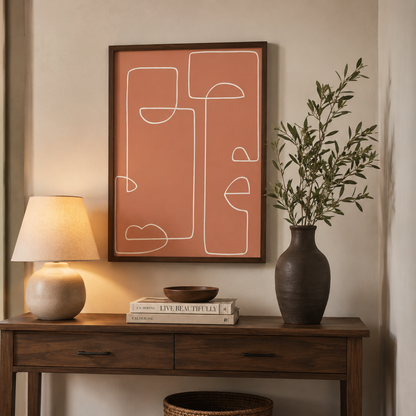 Desert Lines Terracotta Abstract Canvas Print