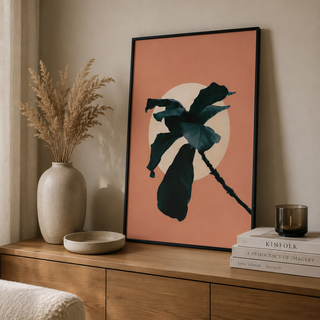 Midnight Fiddle Leaf Boho Canvas Print