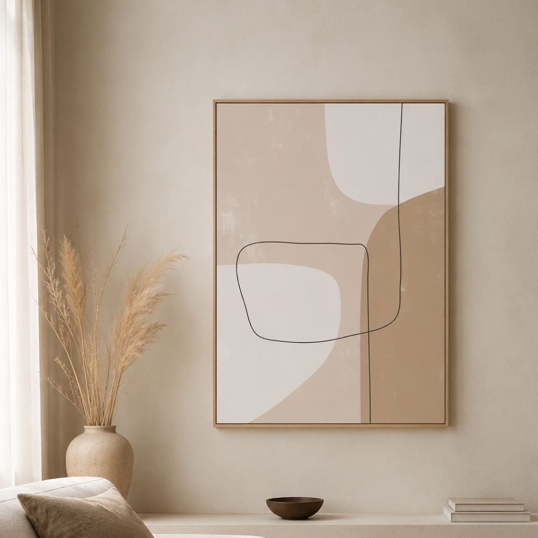 Soft Divide Neutral Abstract Canvas Print