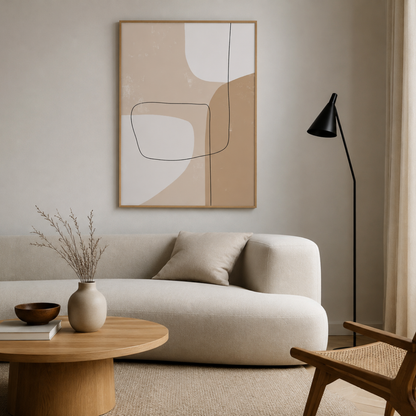 Soft Divide Neutral Abstract Canvas Print