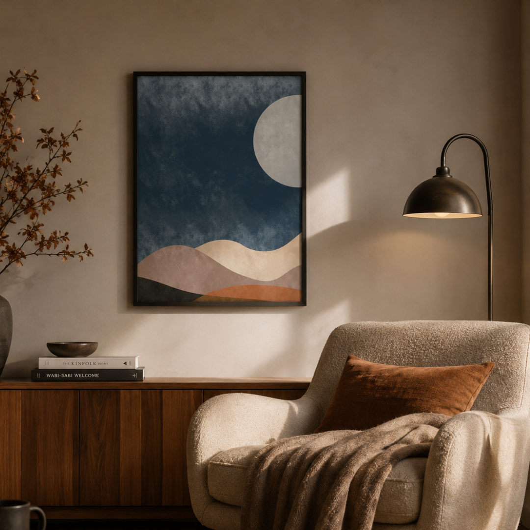 Moon Over Quiet Dunes Abstract Canvas Print