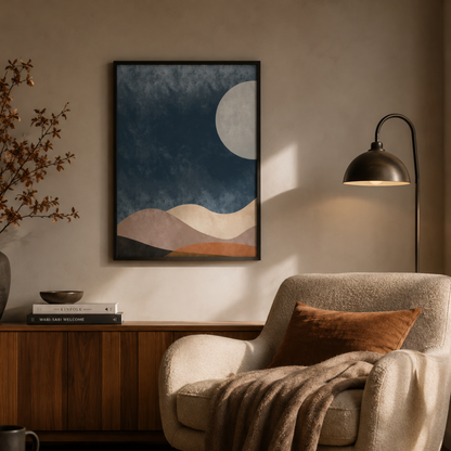 Moon Over Quiet Dunes Abstract Canvas Print