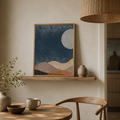 Moon Over Quiet Dunes Abstract Canvas Print