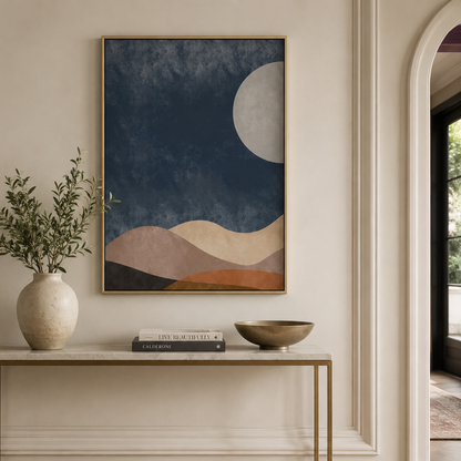 Moon Over Quiet Dunes Abstract Canvas Print