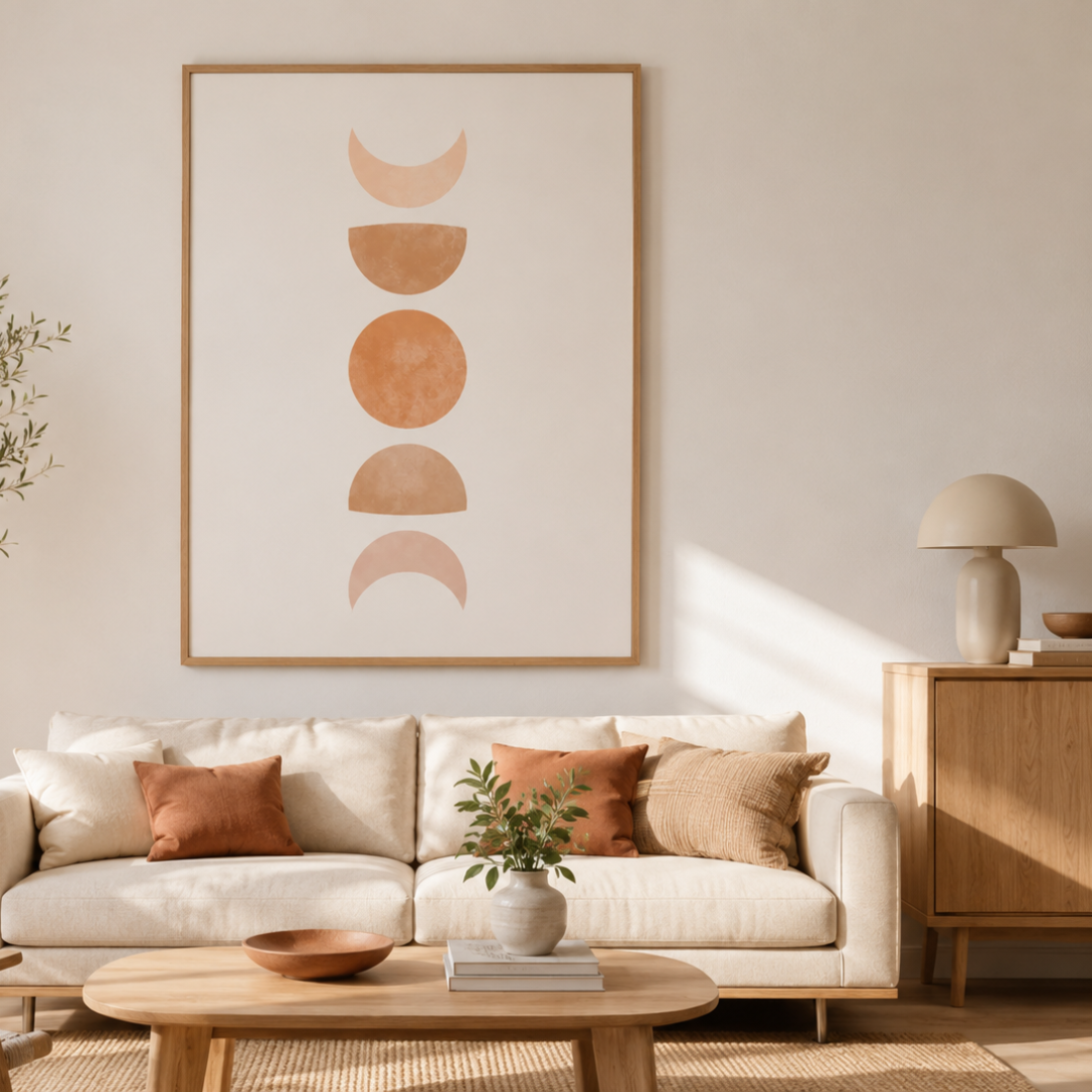 Desert Moon Phases Boho Canvas Print