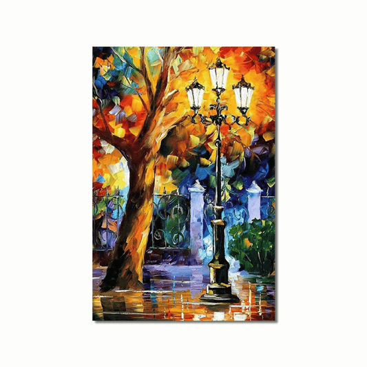 Autumn Lantern Promenade Canvas Print