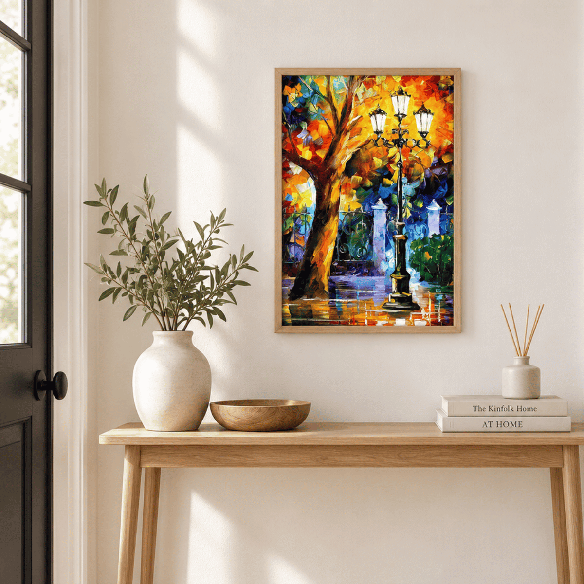Autumn Lantern Promenade Canvas Print