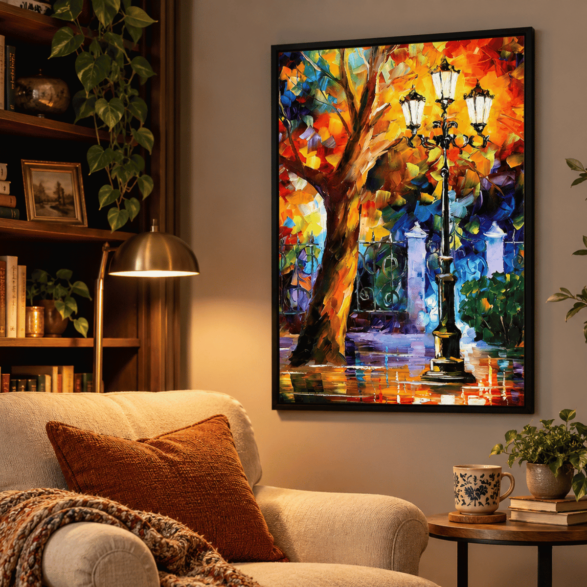 Autumn Lantern Promenade Canvas Print