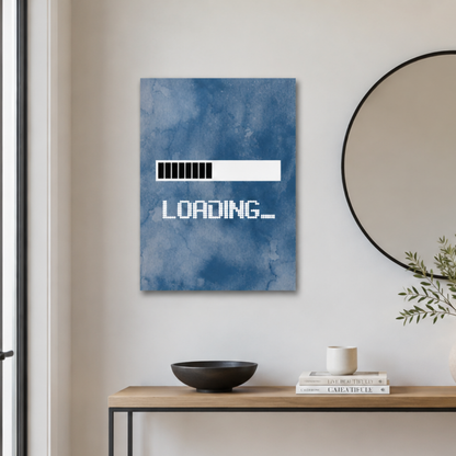 Loading Screen Blue Typography Canvas Print