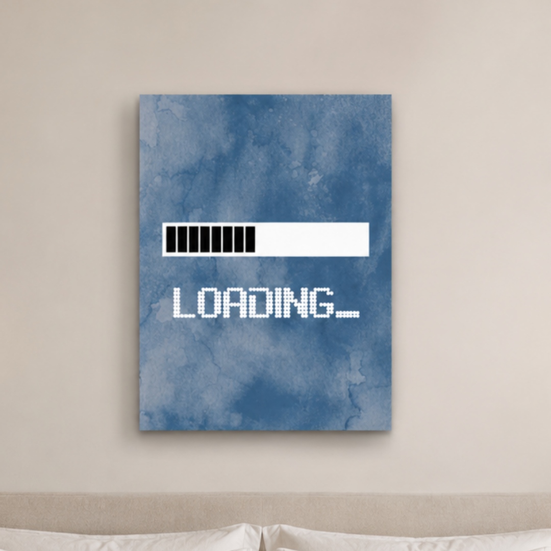 Loading Screen Blue Typography Canvas Print