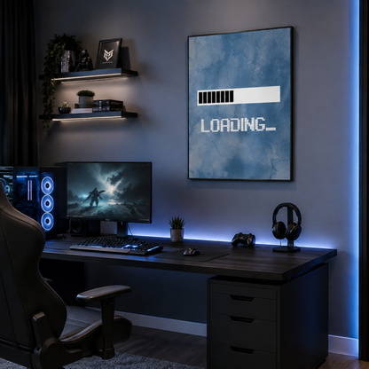 Loading Screen Blue Typography Canvas Print