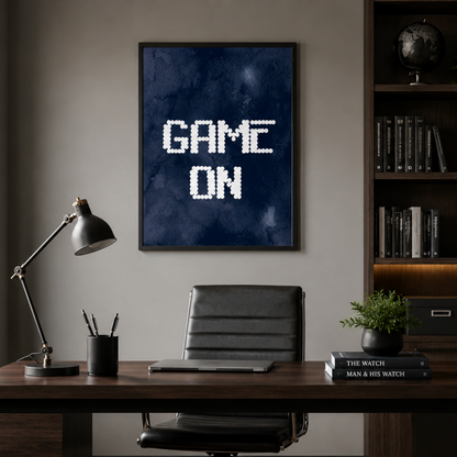 Game On Navy Gaming Canvas Print
