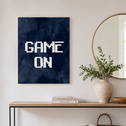Game On Navy Gaming Canvas Print