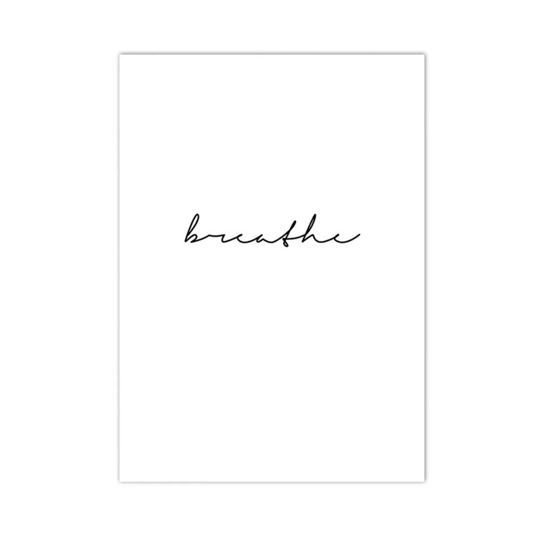 Breathe Minimalist Typography Canvas Print