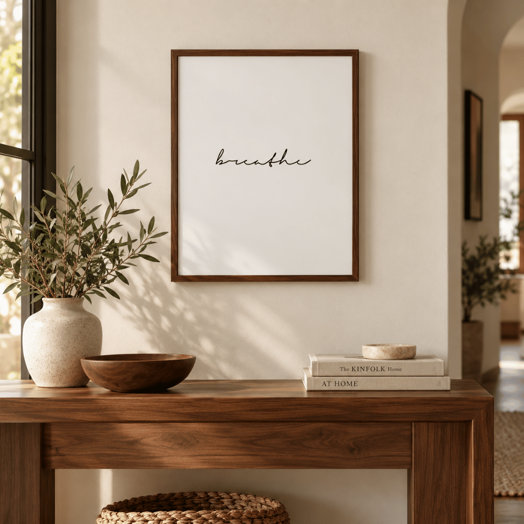 Breathe Minimalist Typography Canvas Print