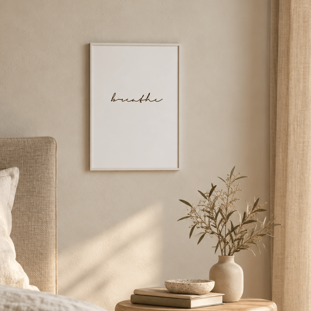Breathe Minimalist Typography Canvas Print