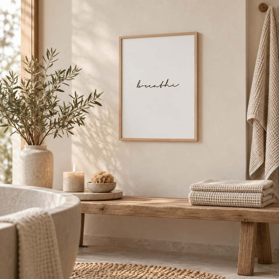 Breathe Minimalist Typography Canvas Print