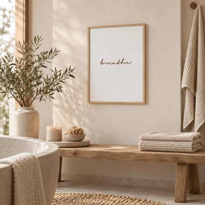 Breathe Minimalist Typography Canvas Print