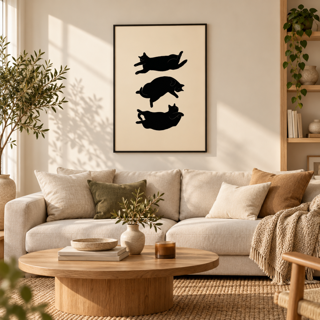 Midnight Cats In Motion Canvas Print