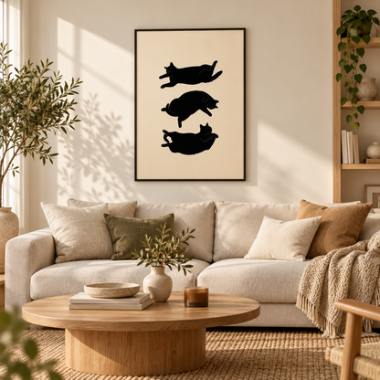 Midnight Cats In Motion Canvas Print