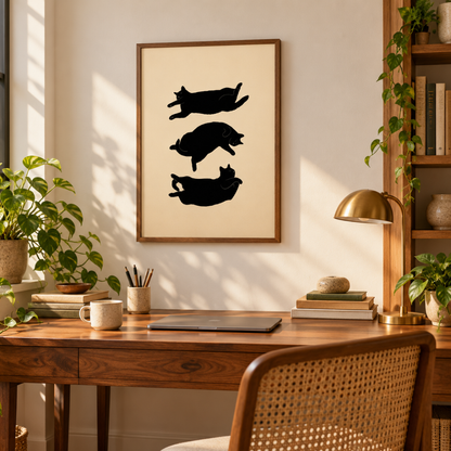Midnight Cats In Motion Canvas Print