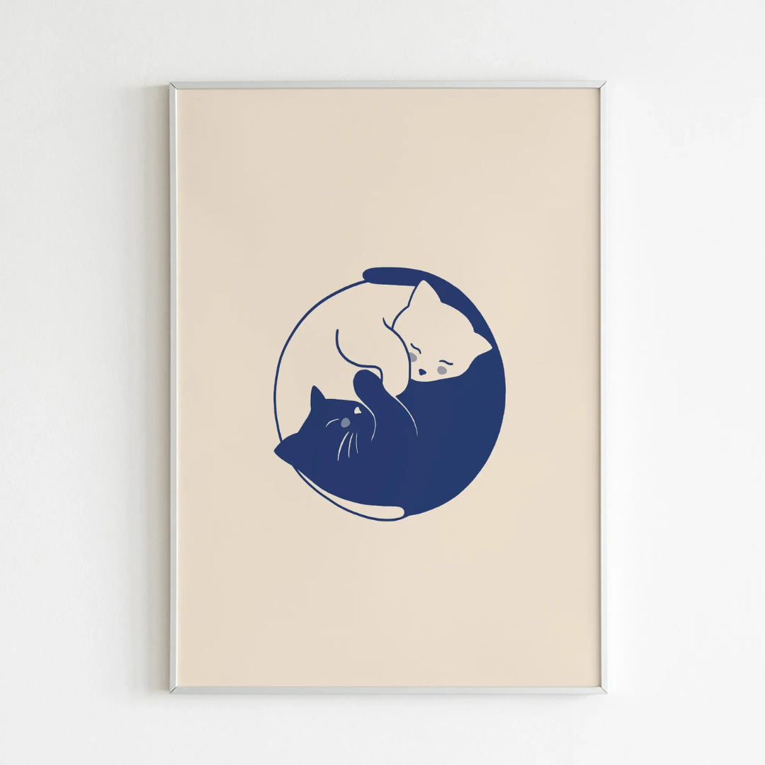 Yin Yang Cats Canvas Print