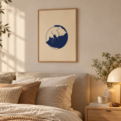 Yin Yang Cats Canvas Print