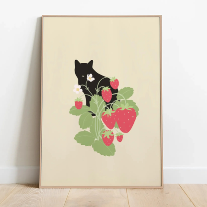 Strawberry Thief Cat Canvas Print