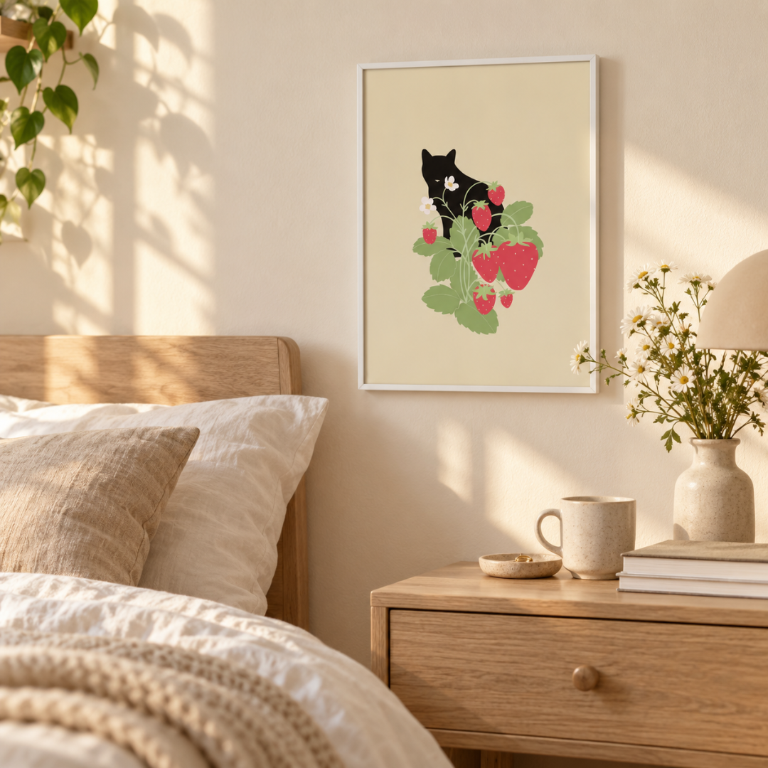 Strawberry Thief Cat Canvas Print