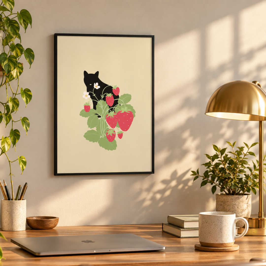 Strawberry Thief Cat Canvas Print
