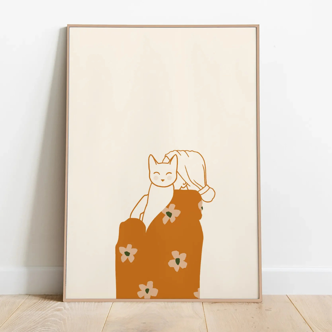 Floral Embrace Cat Canvas Print