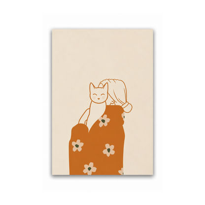 Floral Embrace Cat Canvas Print