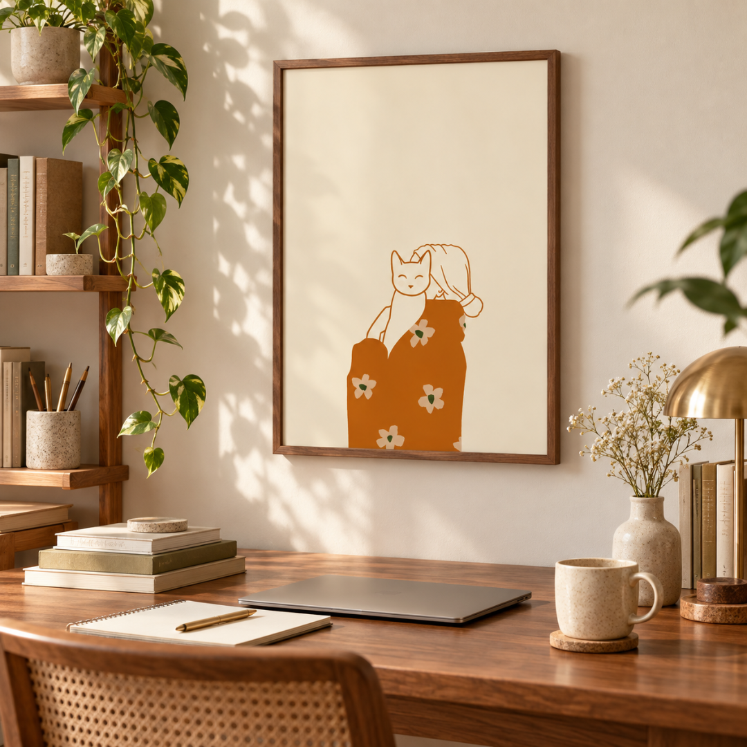 Floral Embrace Cat Canvas Print