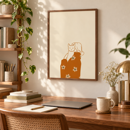 Floral Embrace Cat Canvas Print