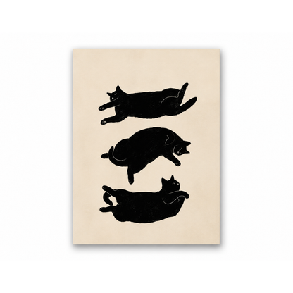 Midnight Cats In Motion Canvas Print