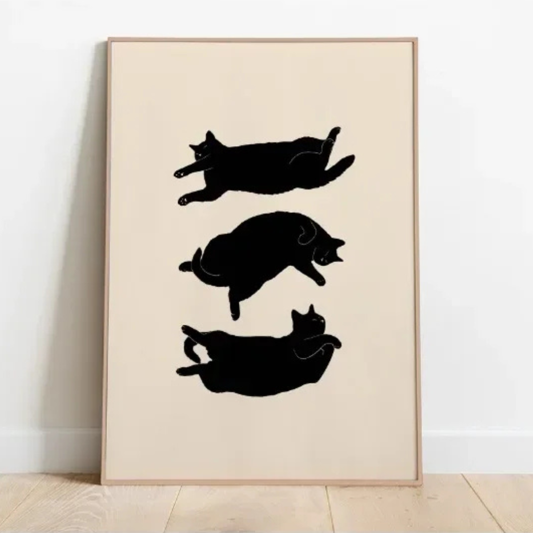 Midnight Cats In Motion Canvas Print