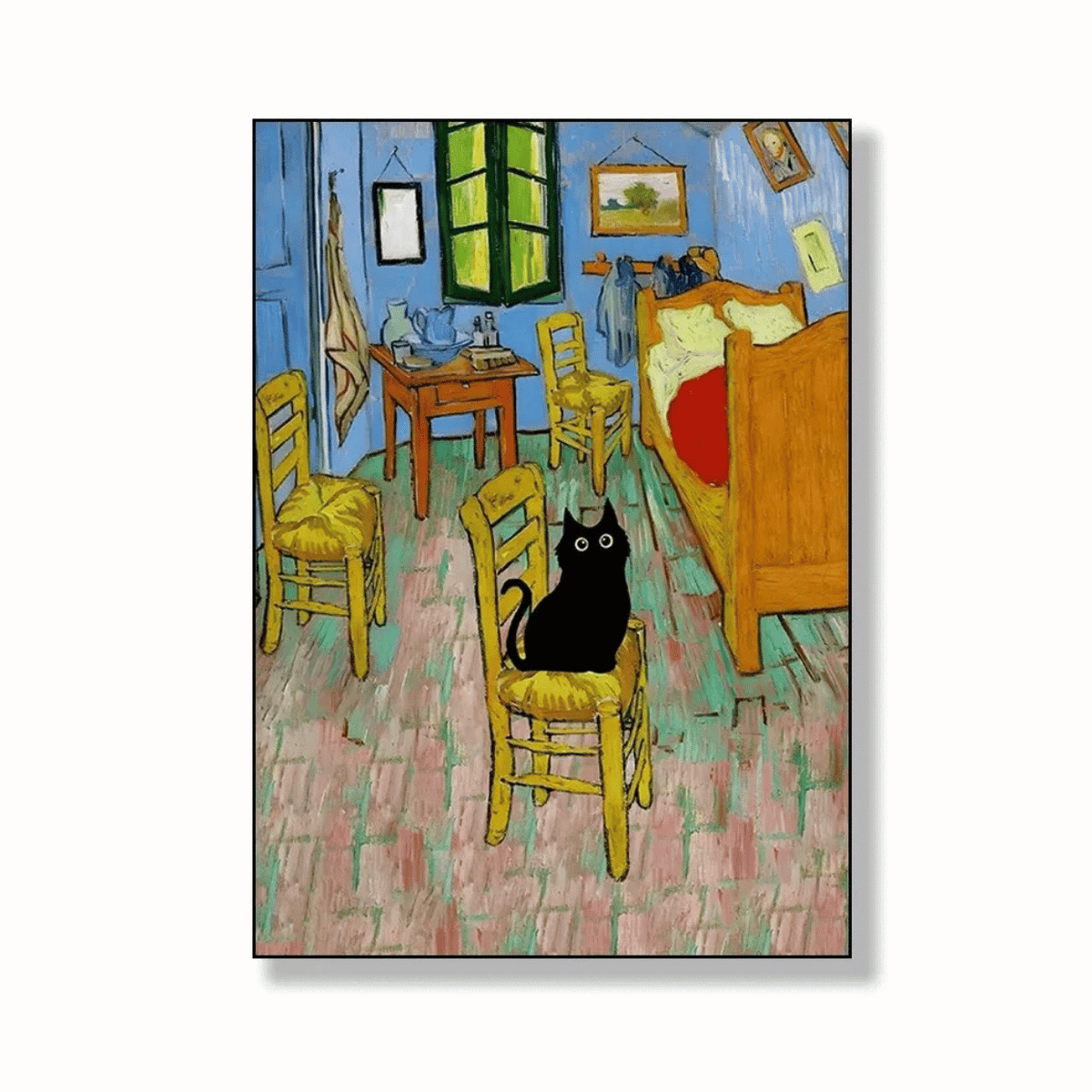 Midnight Cat Guest In The Room Canvas Print