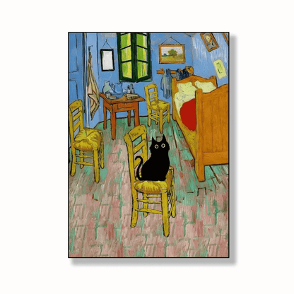 Midnight Cat Guest In The Room Canvas Print