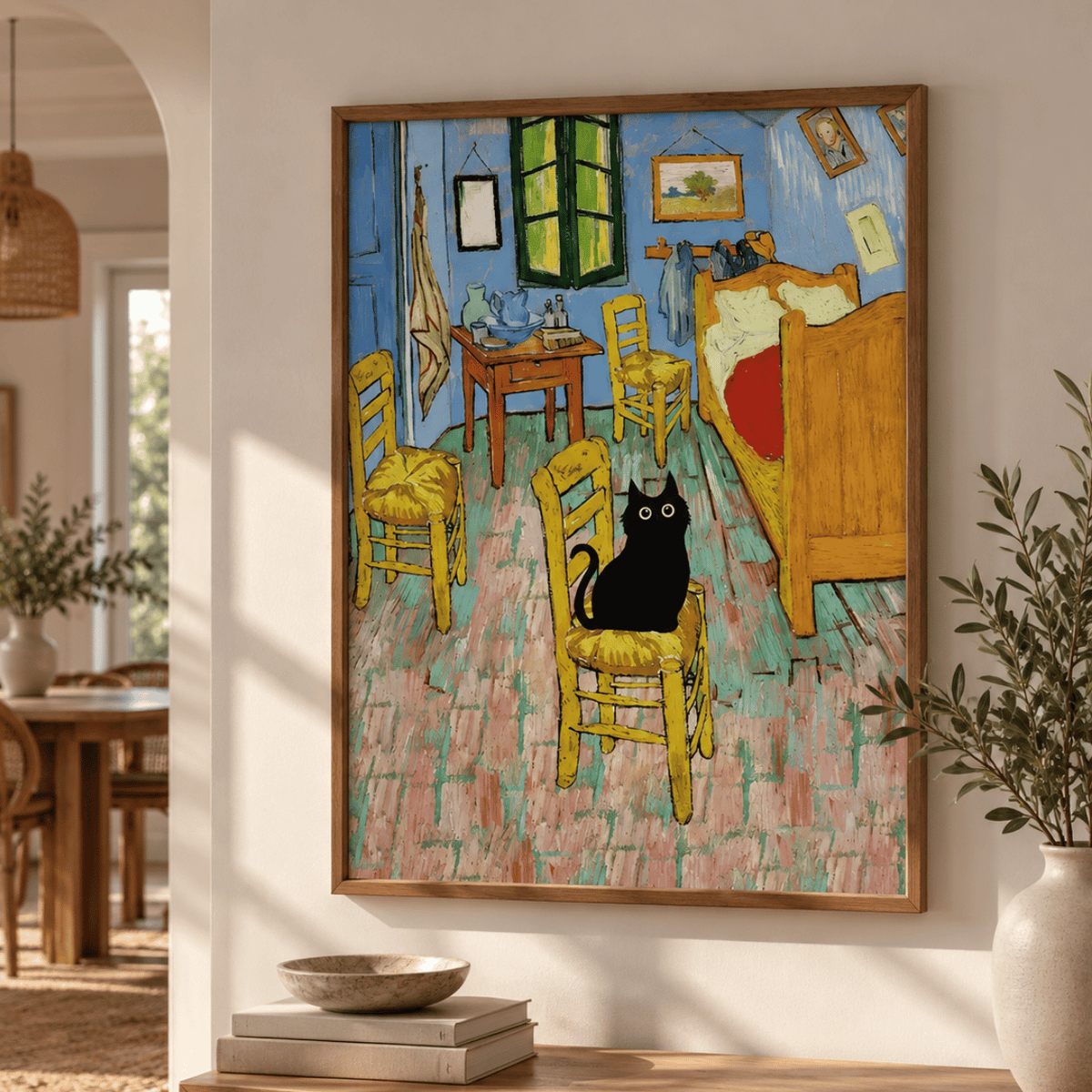 Midnight Cat Guest In The Room Canvas Print