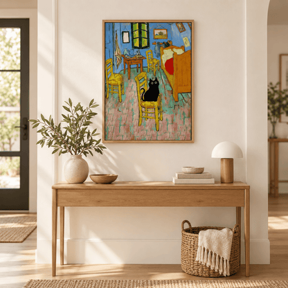 Midnight Cat Guest In The Room Canvas Print
