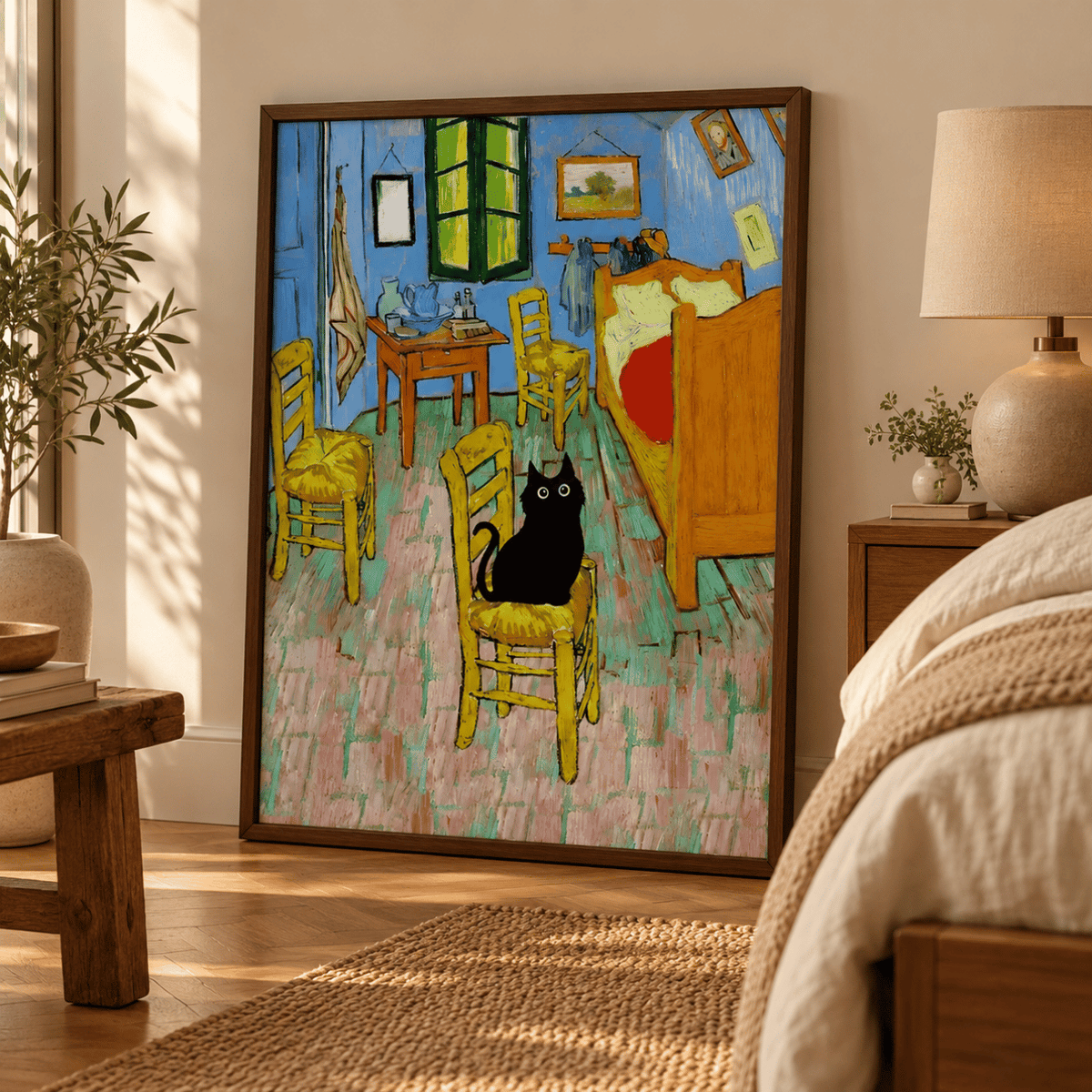 Midnight Cat Guest In The Room Canvas Print