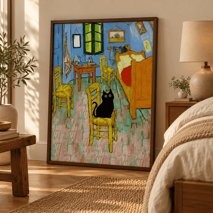 Midnight Cat Guest In The Room Canvas Print