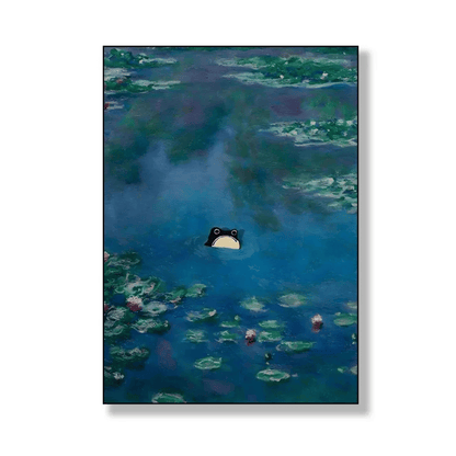 Little Frog In The Water Lilies Canvas Print