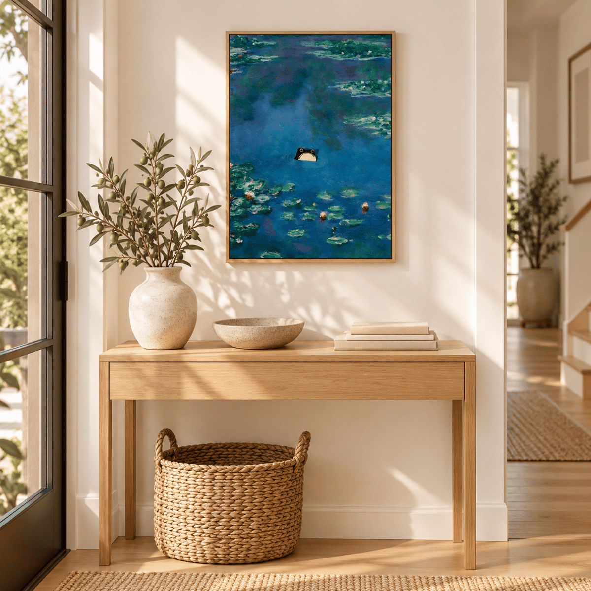 Little Frog In The Water Lilies Canvas Print