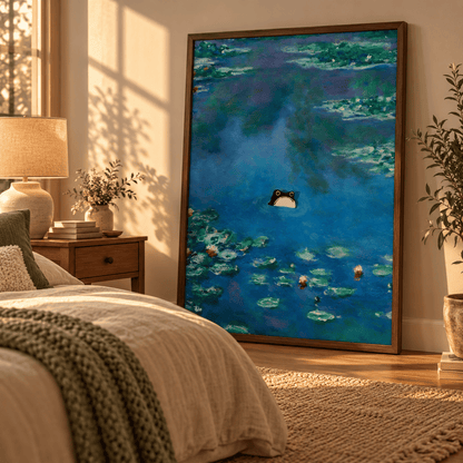 Little Frog In The Water Lilies Canvas Print