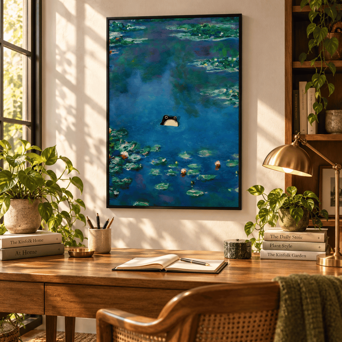 Little Frog In The Water Lilies Canvas Print