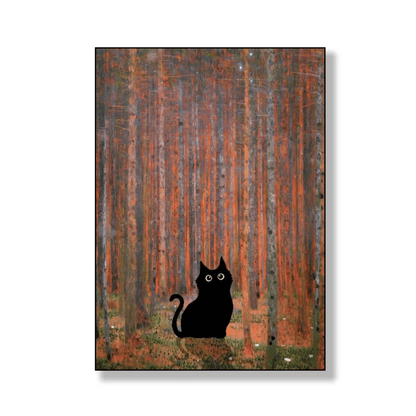 Black Cat In The Ember Forest Canvas Print