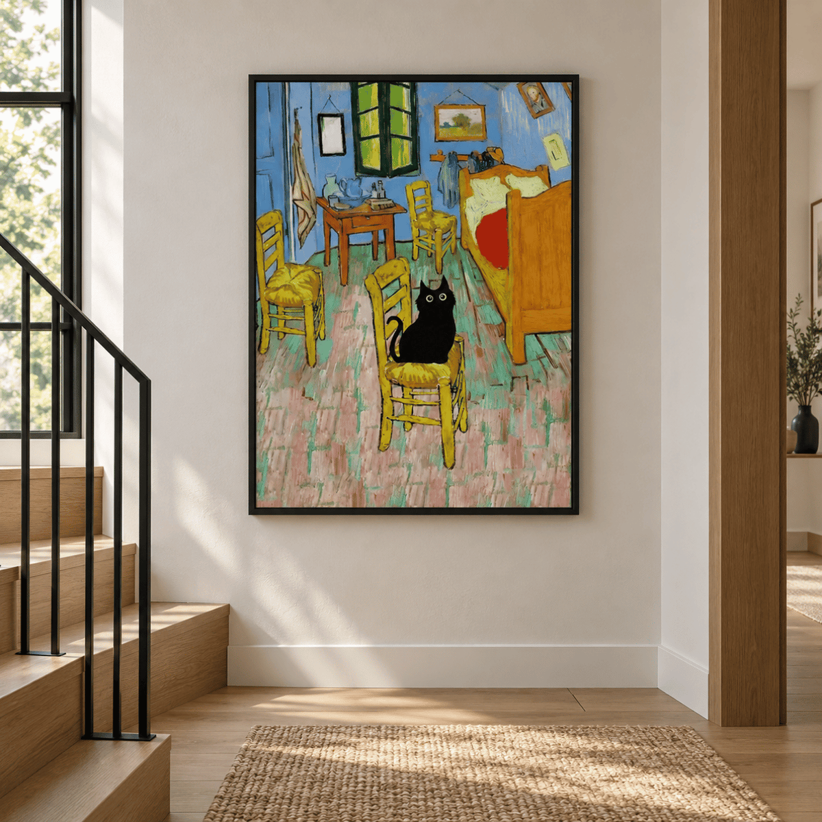 Midnight Cat Guest In The Room Canvas Print
