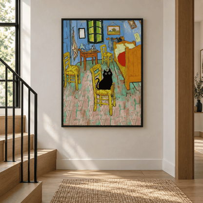 Midnight Cat Guest In The Room Canvas Print