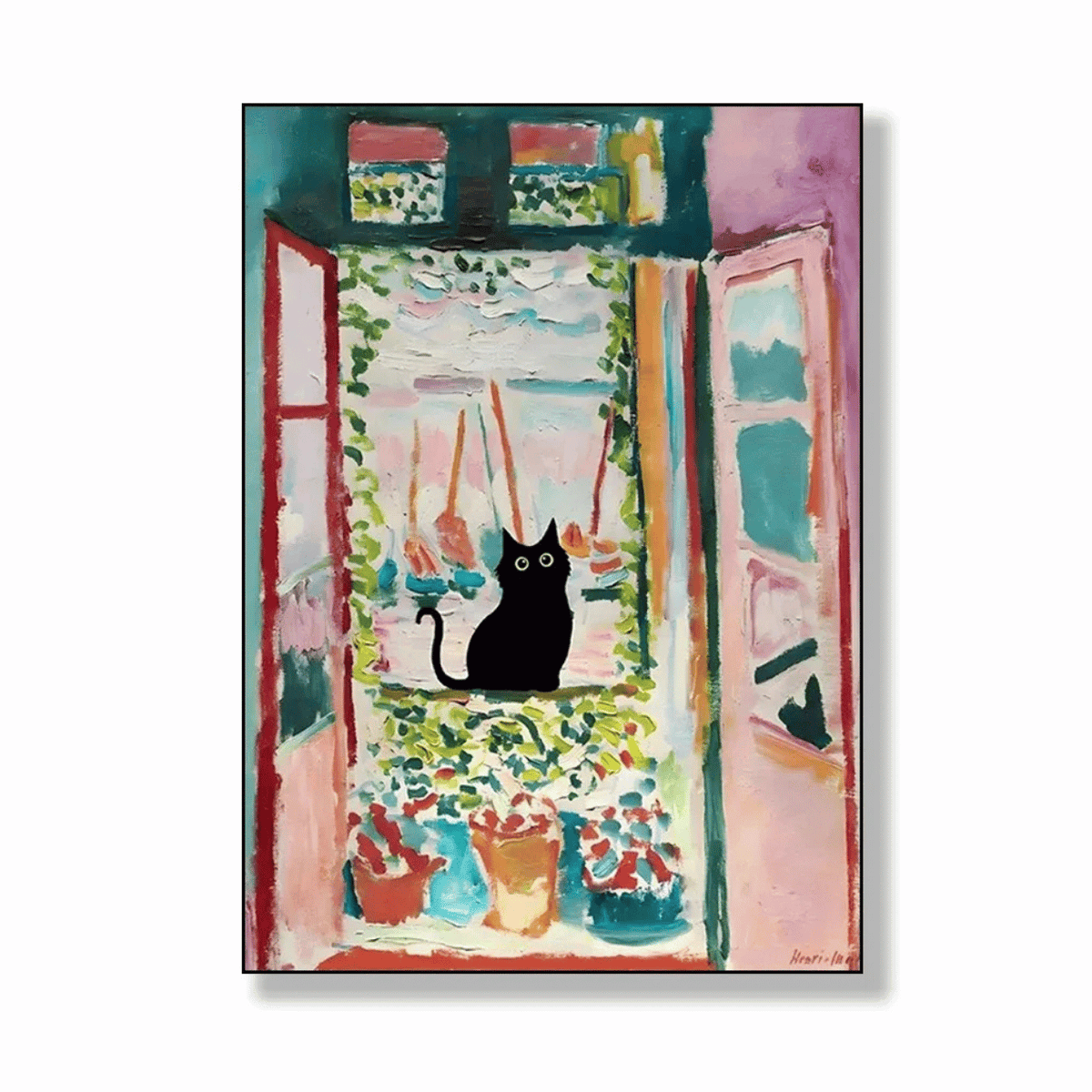 Black Cat At The Open Window Canvas Print